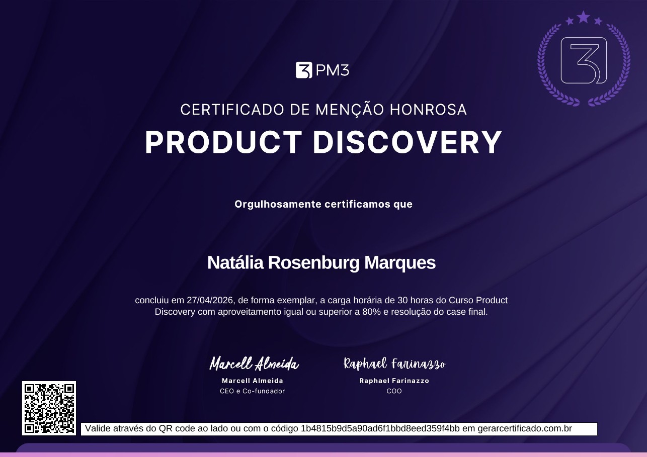 Menção Honrosa Product Discovery — PM3