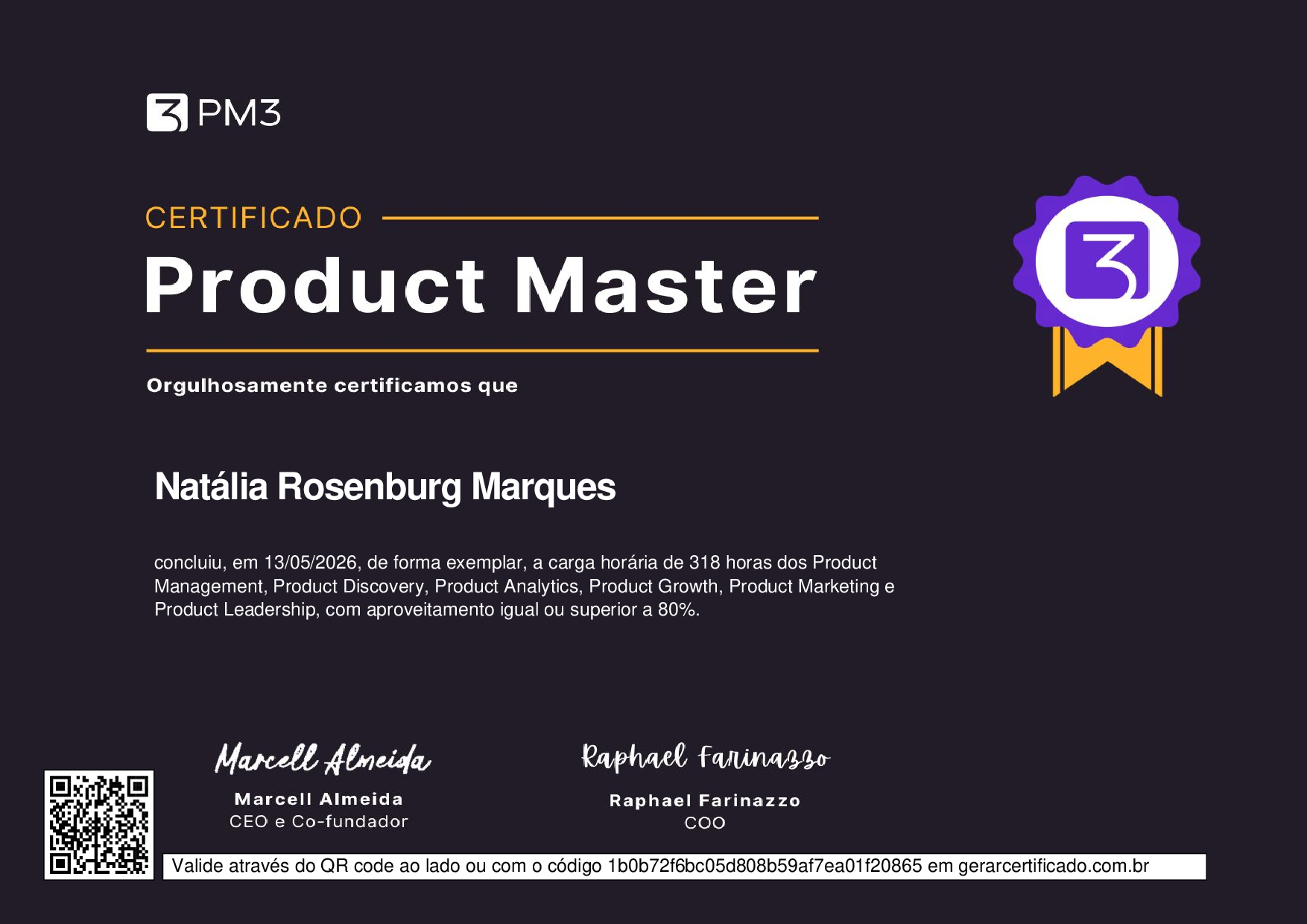 Certificado Product Master — PM3