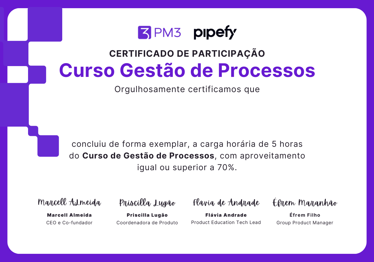 Curso Gestão de Processos — PM3 + Pipefy