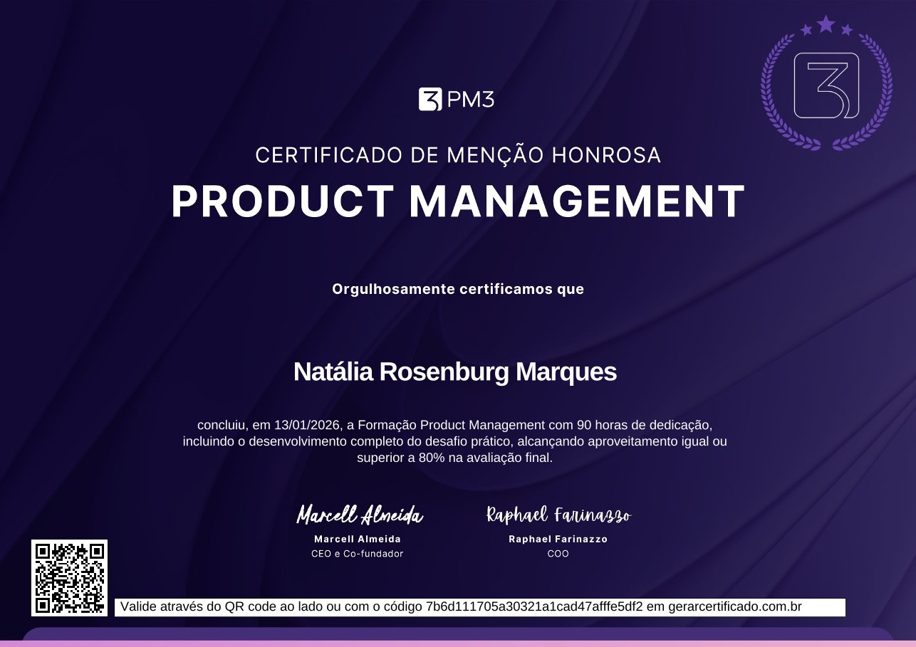 Menção Honrosa Product Management — PM3
